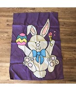 Easter Bunny Egg Garden Flag Banner Holiday Spring Outside Nylon Vintage... - £7.73 GBP