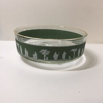 Serving Chip Bowl Jeannette Hellenic Green Greek 8.5&quot; Gold Rim Jasperware - £7.93 GBP