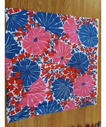 Vintage Cotton Blue Pink and Red Floral Bright Tablecloth 49&quot; x 50&quot; - $8.91