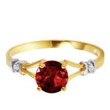 1.07 CT Natural Garnet Gemstone Ring w/ Diamond Accents 14K Yellow or White Gold - £321.54 GBP