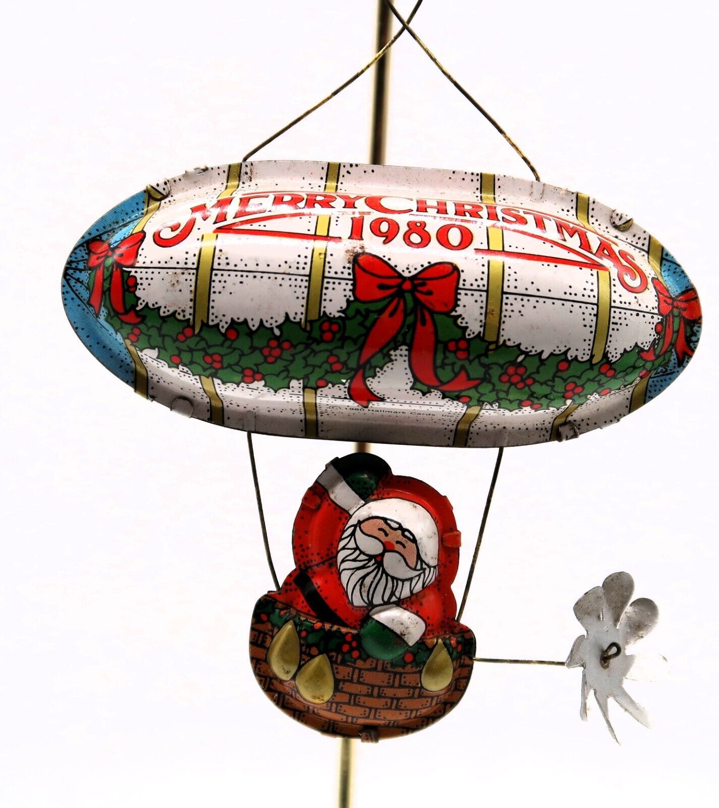 Vintage 1980 Santa in Merry Christmas tin Blimp Hallmark Keepsake Santas Flight - $12.00