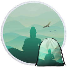 Spiritual Buddha Statue Round Beach Towel - $14.90+