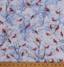 Cotton Cardinals Birds Animals Winter Holiday Fabric Print by the Yard D506.74 - £9.42 GBP