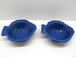 Home Studio Coastal Collection Blue Fish Shaped Dessert Sauce Bowls Bund... - £11.81 GBP