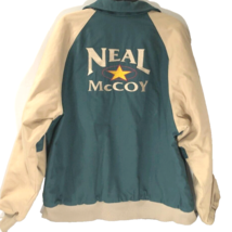 Neal McCoy C&amp;W Green Khaki Beige Denim Full Zip Stitched Lined Vintage J... - £44.03 GBP