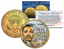 Martin Luther King Jr. 24K Gold Plated Jfk Half Dollar Us Coin Nobel Peace Prize - £6.73 GBP