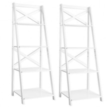 2 Pieces 4-Tier Wood Display Storage Bookshelf Set-White - Color: White - $2,852.57 MXN