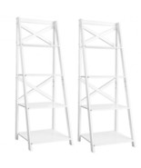 2 Pieces 4-Tier Wood Display Storage Bookshelf Set-White - Color: White - $2,813.98 MXN