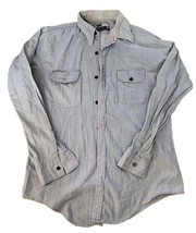 VIP Mens Size Large Lightweight Denim Shirt Orange Thread 100% Cotton Bu... - $8.66