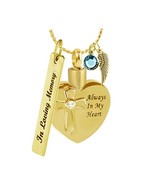 Always In My Heart Gold Crystal Ash Urn  - Love Charms™ Option - $39.95