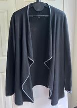 J.McLaughlin Black Cardigan Sweater Open Soft Knit Neutral Waterfall, Si... - $53.25 CAD