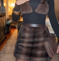 ZARA BNWT 2025. BROWN FAUX FUR MINI SKIRT LIMITED EDITION. 3692/967/717 - $134.05