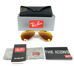 Ray-Ban Sunglasses RB3025 Aviator Large Metal 112/4D Matte Arista W Orange Flash - £110.70 GBP