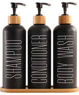 Shampoo and Conditioner Dispenser with Bamboo Pumps &amp; Tray, Perfect for ... - $47.93 CAD