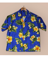 Aloha Fashion Mens XXL Hawaiian Shirt Blue Yellow Floral 100% Cotton Vit... - $31.98