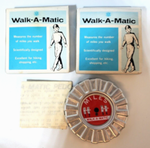 2 Vintage 1960&#39;s Walk-A-Matic Metal Step Counter with Instructions and B... - £25.69 GBP
