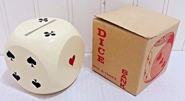 Vintage DICE Bank Made in France Wooden Die Poker Playing Cards Suits +Box &amp; Key - £75.30 GBP