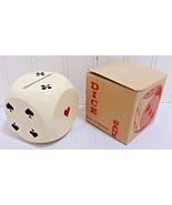 Vintage DICE Bank Made in France Wooden Die Poker Playing Cards Suits +B... - £75.62 GBP