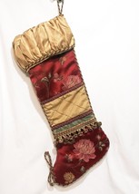 Serendipity Large Christmas Stocking Victorian Tapestry Style 26&quot; Gold Burgundy - £32.15 GBP