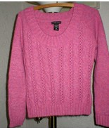 NEW YORK &amp; CO WOMEN MAUVE/PINK CABLE KNIT WOOL BLEND SWEATER MEDIUM EUC - €6,70 EUR