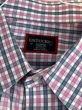 Untuckit Shirt Mens XL Long Sleeve Button Up Pink Blue White Plaid Dry C... - $28.45