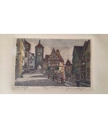 Rothenburg Germany Original ETCHING signed ERNST von GEISSENDORFER 3x5 c... - $75.00