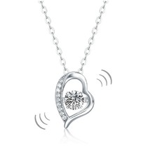 0.50Ct Women Moissanite Heart Pendant Necklace Dancing Stone 14K Gold Plated - £124.55 GBP