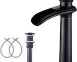 Ggstudy Oil Rubbed Bronze Bathroom Faucet Single Handle One Hole Waterfall - £72.30 GBP