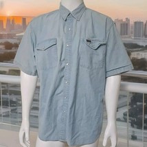 Carhartt Pearl Snap Shirt Mens Sz XL Denim Short Sleeve Chambray Western... - $29.74