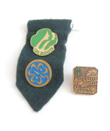 Vintage Girl Scout Pin Lot  Gardening Horticulture Clover Green Faces GSUSA - £3.95 GBP