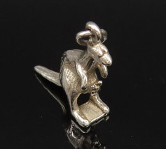 925 Silver - Vintage Kangaroo With Baby In Pouch Charm Pendant - PT21734 - £26.91 GBP