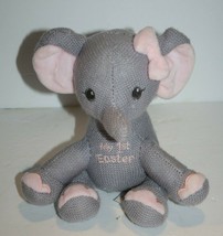 Dan Dee Baby My 1st Easter Elephant Knit Pink Bow 7&quot; Plush First Soft Toy Lovey - $9.75