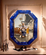 24&quot;x30&quot; Lapis Lazuli Stone Bathroom Wall Mirror Handmade Art Housewarming Gifts - $1,088.01