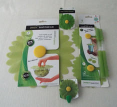 Charles Viancin Silicone Green Daisy Lid/Cover and Sip Set and Bottle Stopper - £37.34 GBP