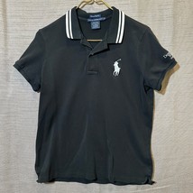 Ralph Lauren Golf Shirt Womens Large Black Tailored Fit Big Pony Polo Preppy - £14.40 GBP