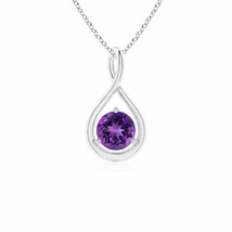 ANGARA 5mm Natural Amethyst Solitaire Infinity Twist Pendant Necklace in Silver - £103.77 GBP+