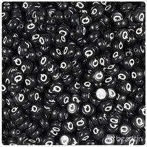 BeadTin Black Opaque 7mm Coin Plastic Alphabet Beads - White Letter Q (1... - $2.09