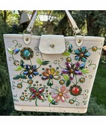 Enid Collins Of Texas Vintage Purse Jewel Garden Bag Rainbow Flowers Tot... - €248,10 EUR