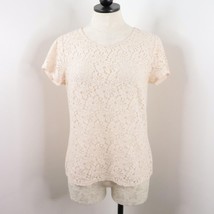 Old Navy Women&#39;s S Pastel Nude Peach Sheer Lace Knit Ballet Short Sleeve... - £11.09 GBP