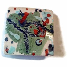 Green Abstract Ceramic Pin For Women, Scarf Brooch, Artisan Jewelry Hand... - $43.55