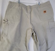 Carhartt Carpenter Pants Mens 48 Tan Original Dungaree Fit B11 DES Cotton - $15.85