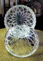 KIG Indonesia Crystal Clear Pressed Glass Candy Dish Box &amp; Lid Alexandri... - £14.78 GBP