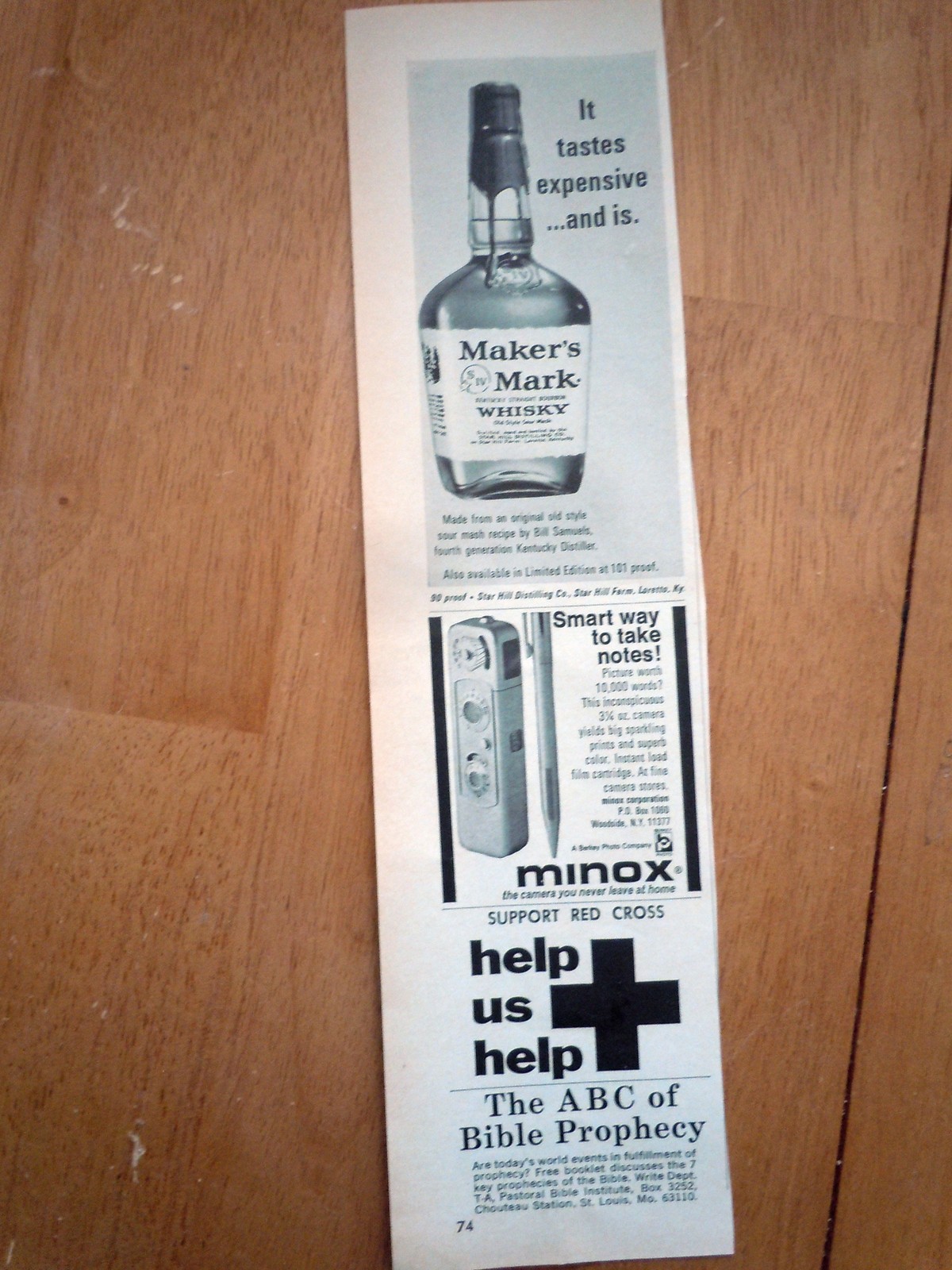 Maker’s Mark Whisky Minox Red Cross Small Print Magazine Advertisements ... - $3.99