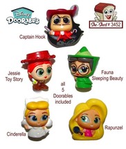 Disney Doorables Lot of 5 Captain Hook, Jessie, Fauna, Cinderella, Rapun... - $19.95