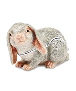 Bejeweled Silver Toned Enameled Phoebe Floppy Ear Bunny Trinket Box - £63.94 GBP