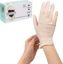 100 Pack Clear Disposable Latex Gloves Small 5.30 mil Powder-Free Heavy Duty - £17.53 GBP