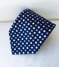 Marks And Spencer Men’s Navy Blue Square Pattern Italian Silk Necktie Ti... - $6.19