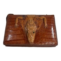 Vintage Genuine Alligator Leather Purse Handbag Head Feet 1950s Glass Ey... - £59.64 GBP