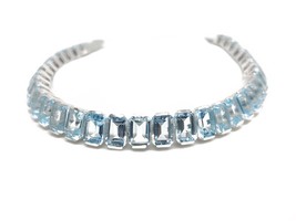 Himmelblau Topas Armband Massiv Silber Blau Oktagon Herren Armband - £113.58 GBP+