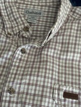 Carhartt Men’s Size 2XL Red White Check Button Down Short Sleeve 100% Co... - $21.99
